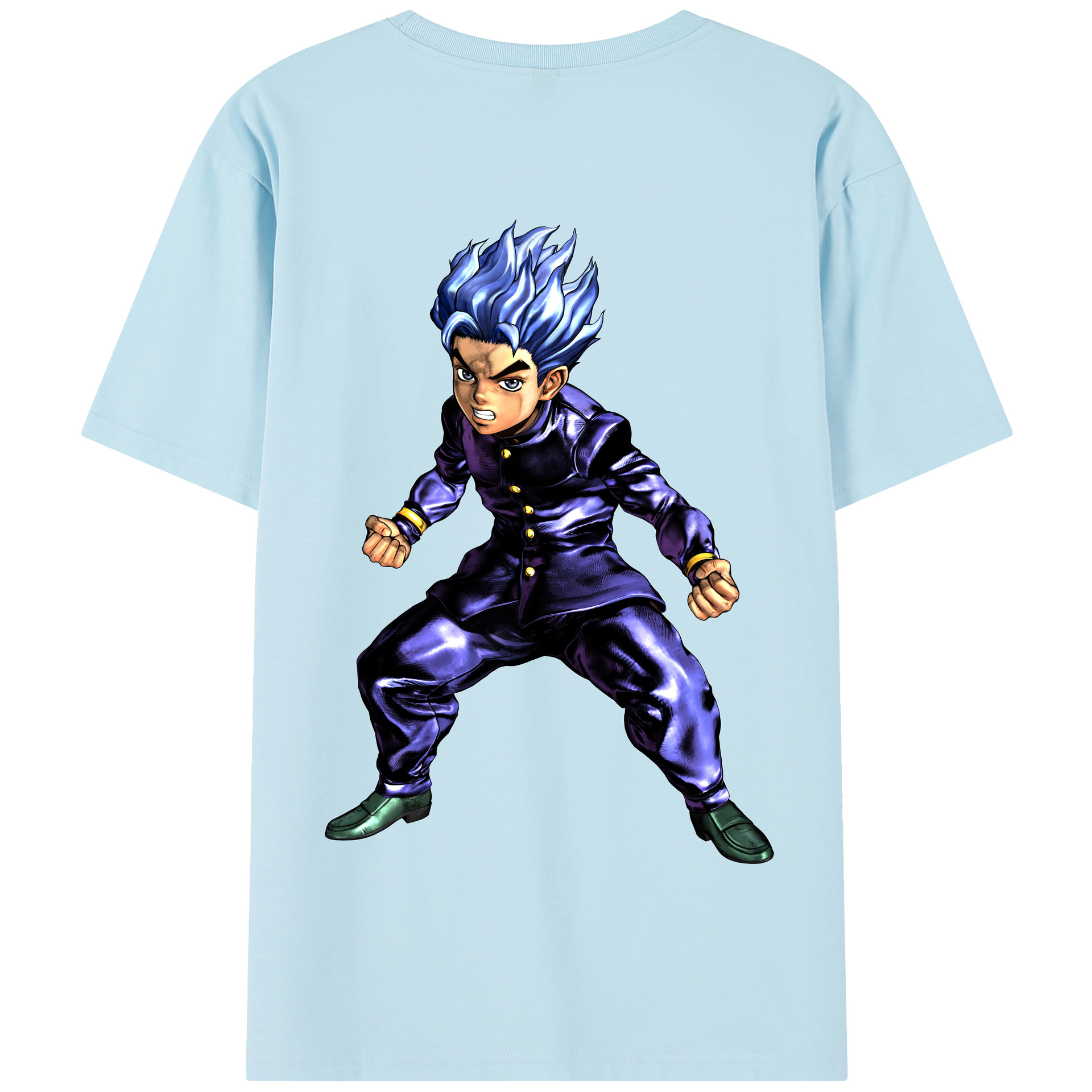 （画像用） ジョジョの奇妙な冒険 広瀨康一 JoJo's Bizarre Adventure Hirose Koichi 綿100％半袖Tシャツ（背面プリント）